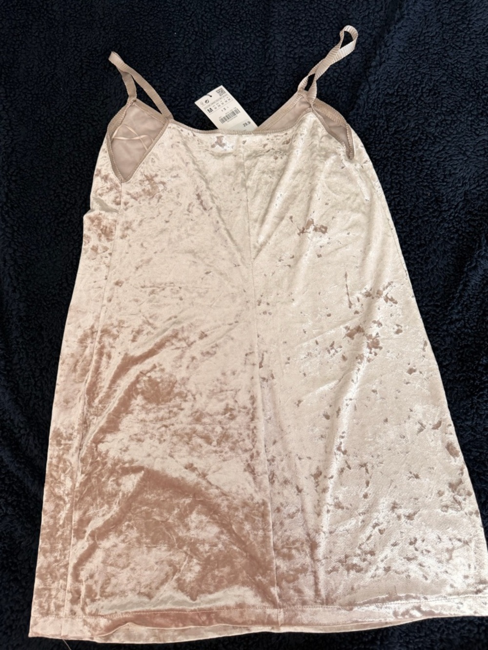 Zara Blush Pink Crushed Velvet Mini Slip Dress - Picture 2 of 3